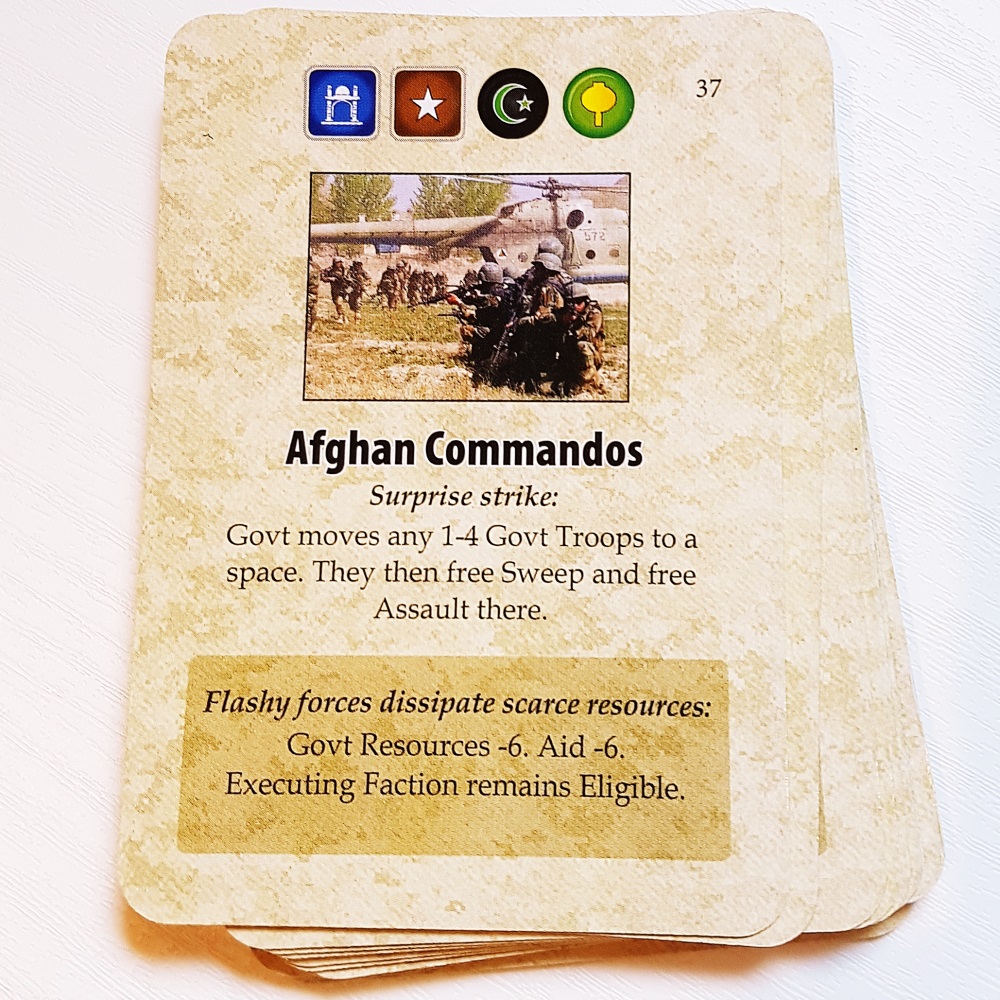 Afghan Commandos card from A Distant Plain board game