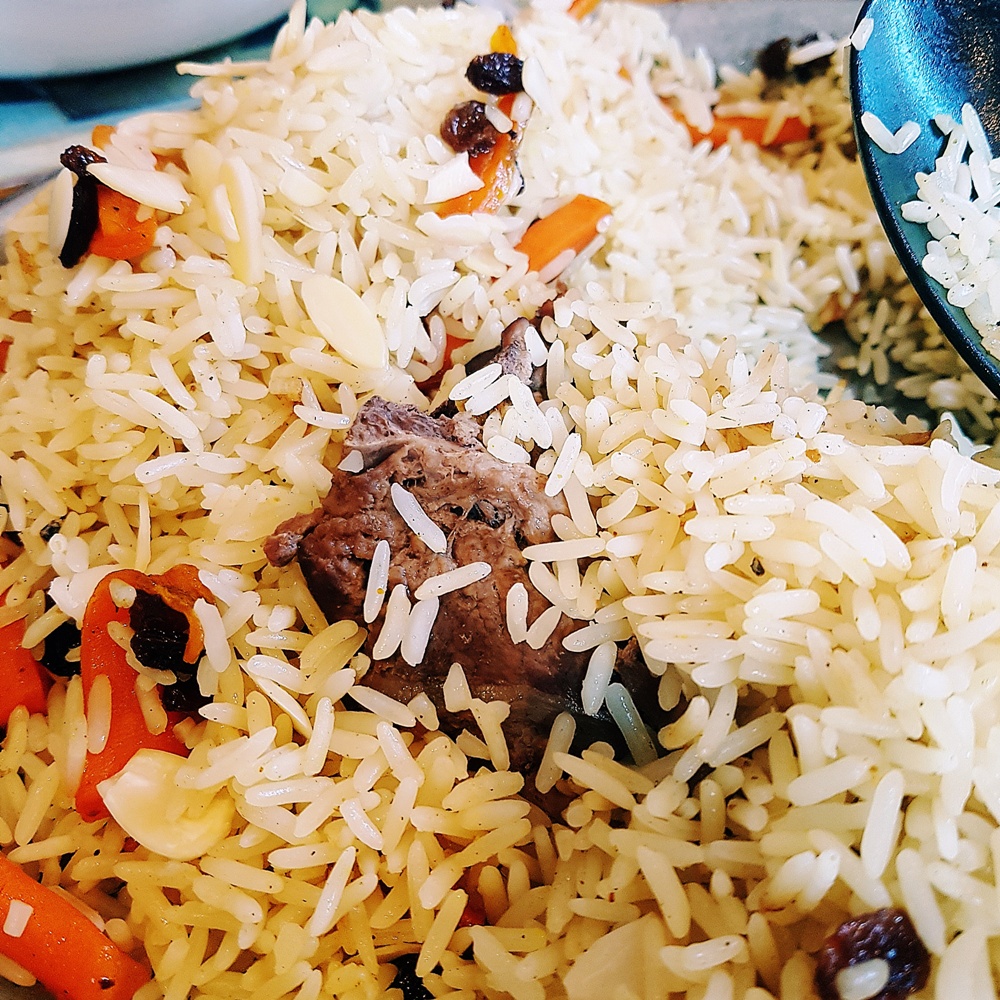 Goat mixed in with rice