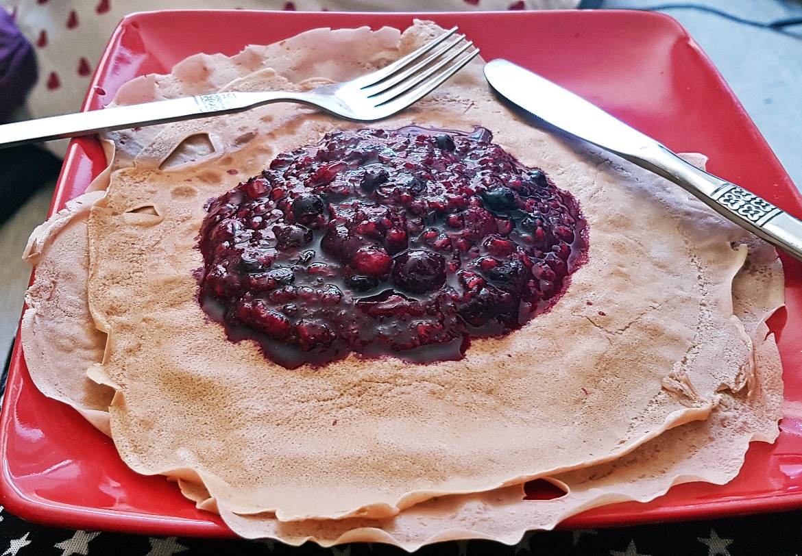 Chocolate pancakes and fruit sauce - July and August 2018 Monthly Recap by BeckyBecky Blogs
