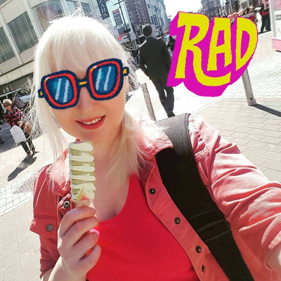 Eating an ice cream on Briggate, Leeds