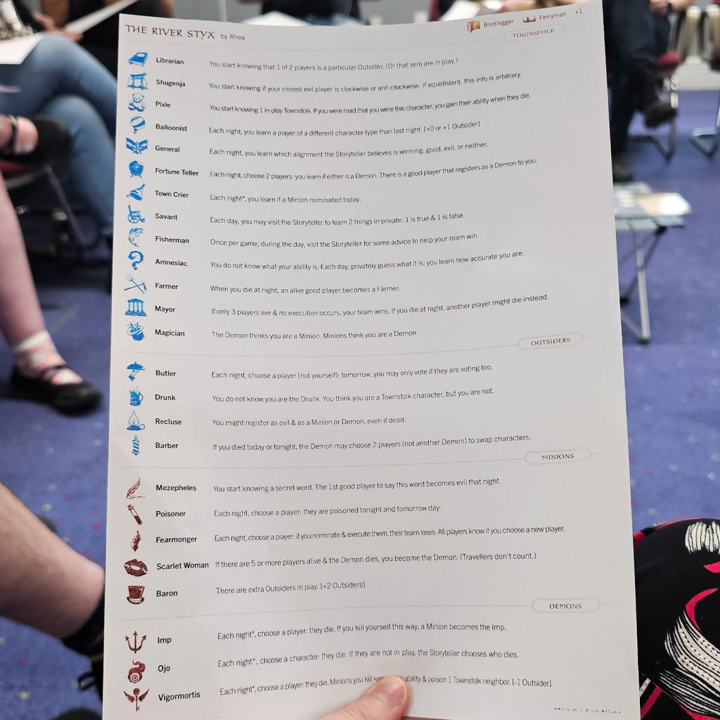 The River Styx custom script as part of the World Cup for Blood on the Clocktower social deduction game
