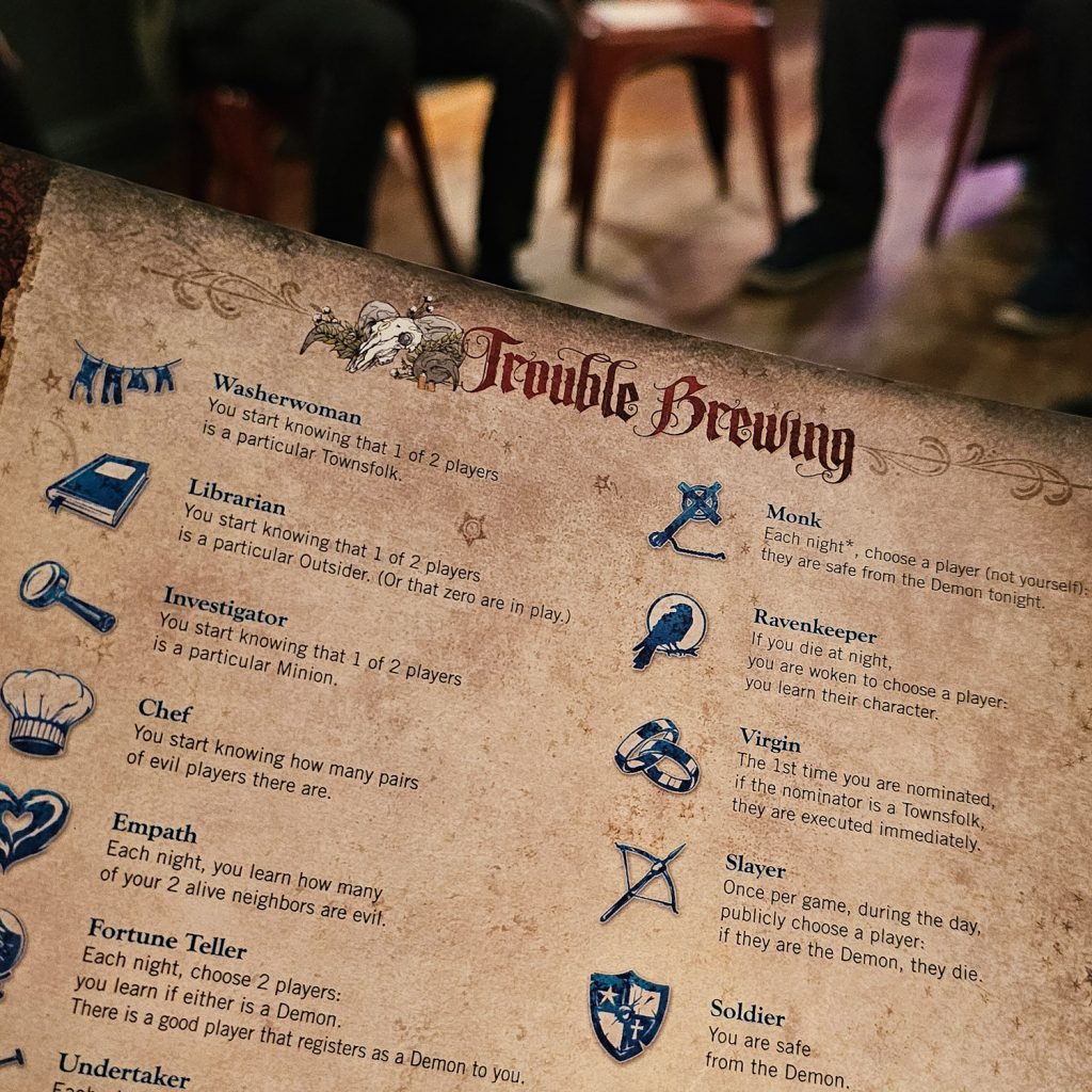 Trouble Brewing script at Blood on the Clocktower social deduction game