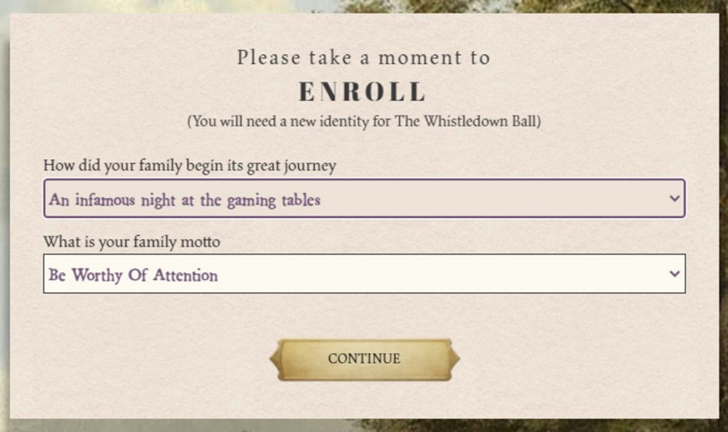 A screenshot of part of the enrolment process