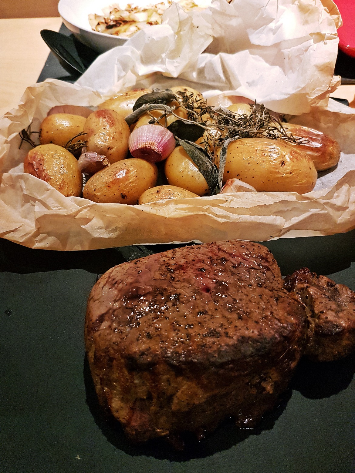Conqueror's Chateaubriand and Ye Olde Parchment Potatoes - Cooking Games Recipe by BeckyBecky Blogs