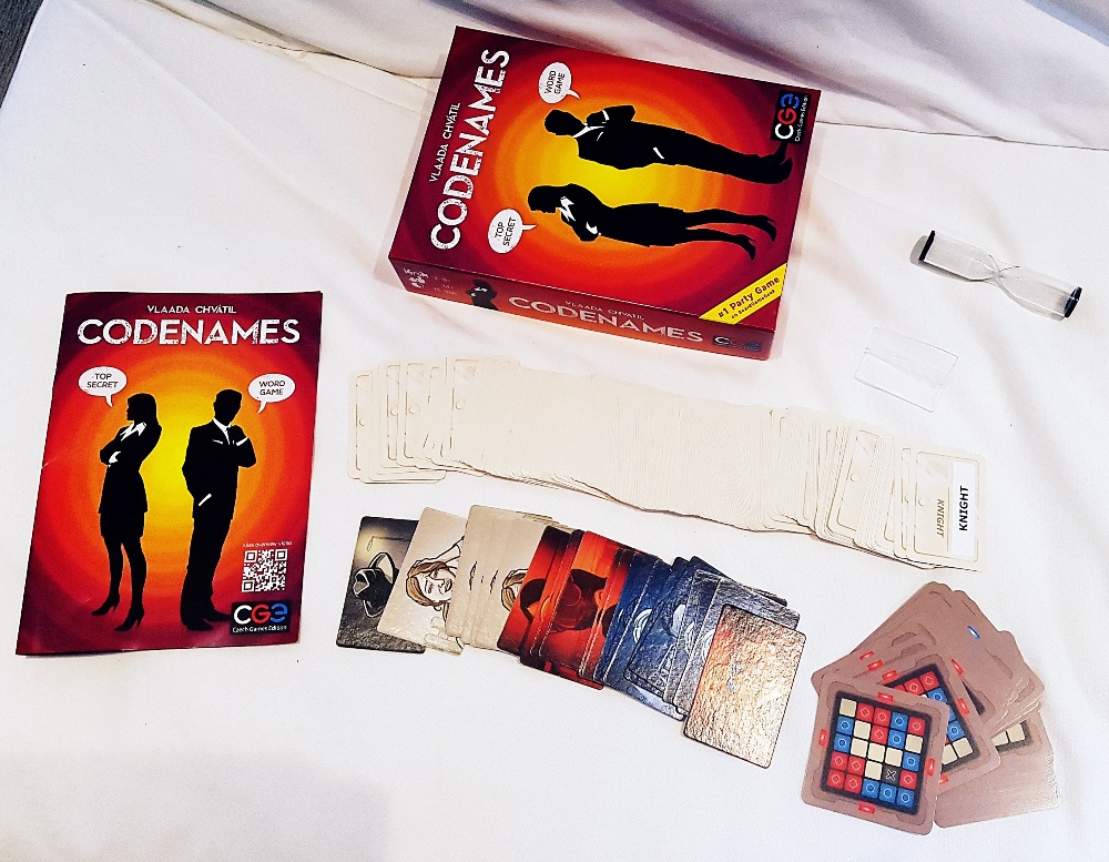 Codenames tabletop card game components