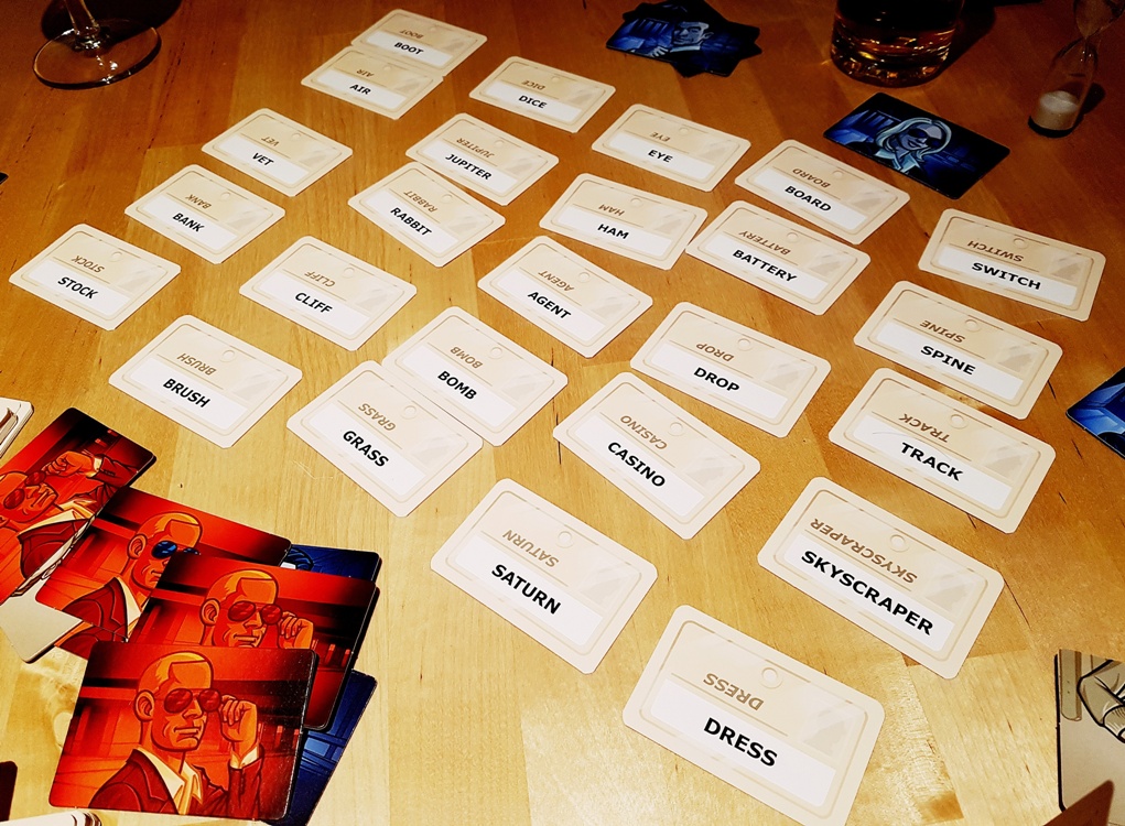 Codenames tabletop card game layout