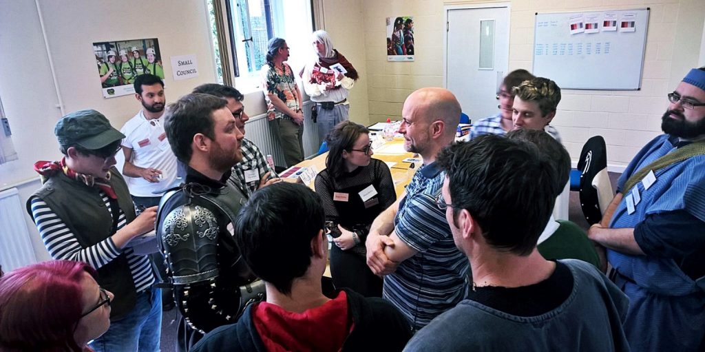 Players amassing in the Throne Room - Everybody Dies Harder, a Game of Thrones megagame by BeckyBecky Blogs