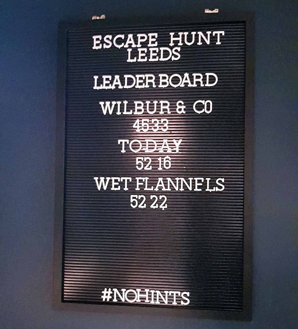 Top 3 leader board before - Our Finest Hour, escape room by Escape Hunt Leeds, review by BeckyBecky Blogs