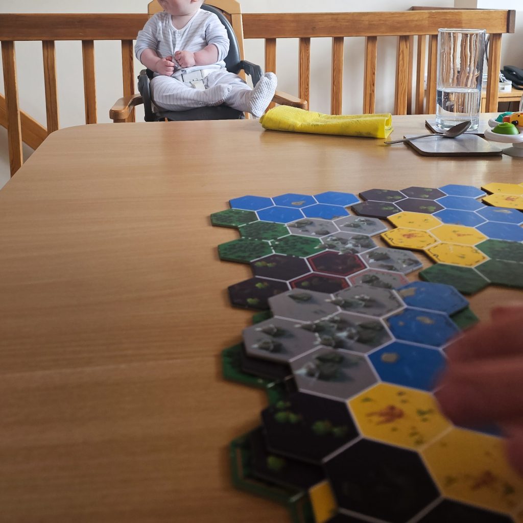 Game board from Cryptid, a boardgame you can't play with a baby around