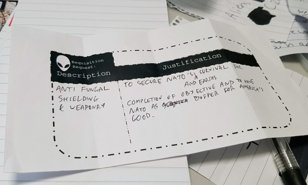 CIA Vault requisition form - Lights in the Sky Megagame Report by BeckyBecky Blogs