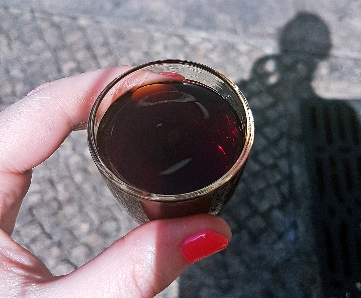 Drinking ginjinha at A Ginjinha - Food and Drink in Lisbon, review by BeckyBecky Blogs