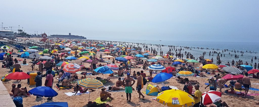 A very busy Carcavelos beach - Things to Do in Lisbon, Portgual, travel blog by BeckyBecky Blogs