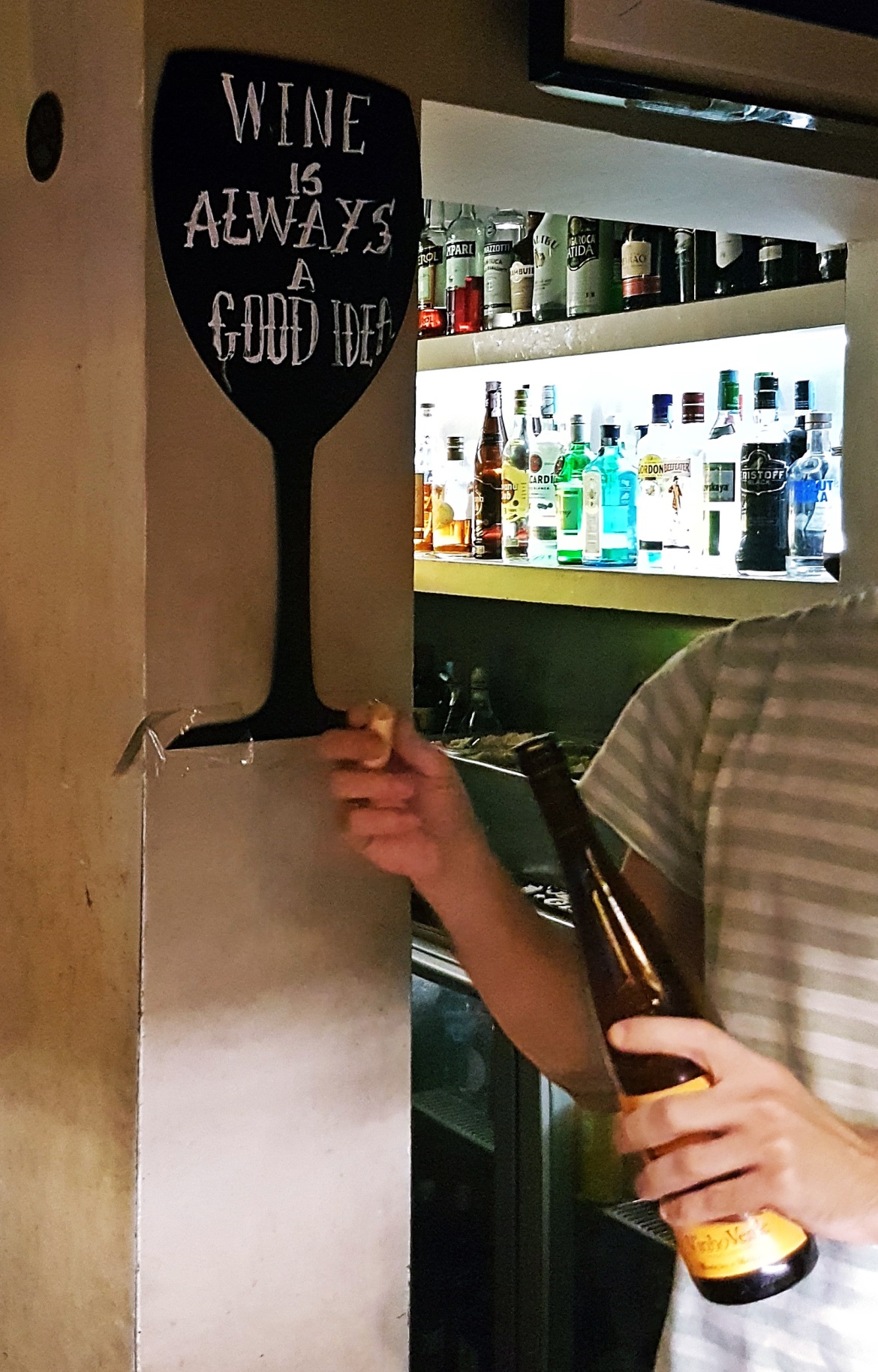 "Wine is always a good idea" sign at Clube da Esquina - Food and Drink in Lisbon, review by BeckyBecky Blogs