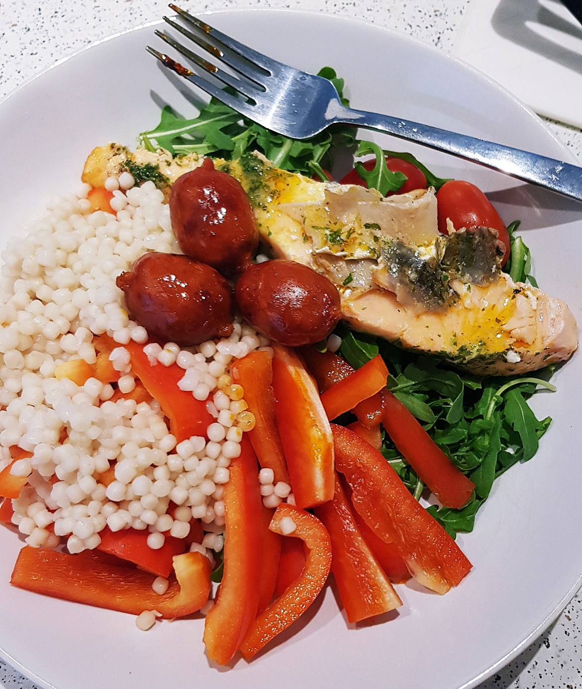 Salmon, chorizo and couscous - May 2018 Monthly Recap by BeckyBecky Blogs