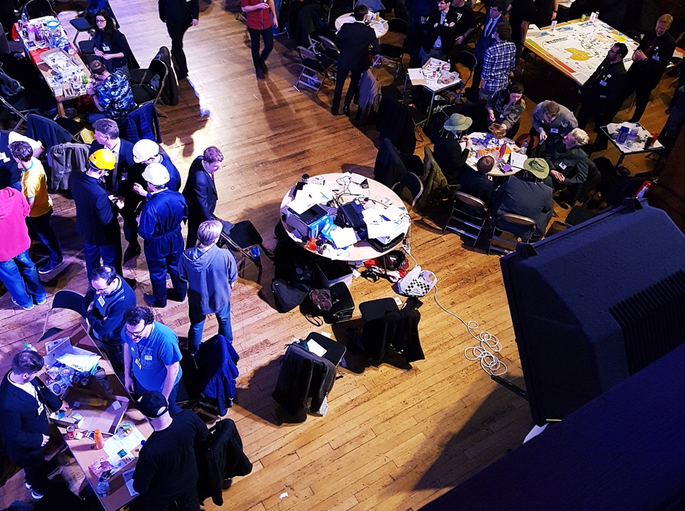 Abandoned press table at Watch The Skies 4 megagame - Three Years Megagaming by BeckyBecky Blogs