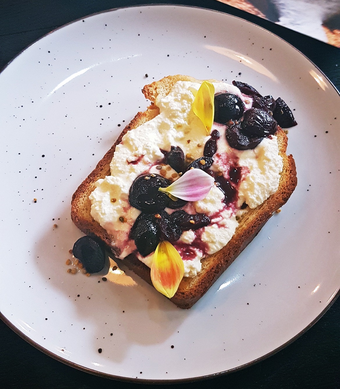 Vanilla cherries and ricotta on brioche - Review of North Star Coffee Shop by BeckyBecky Blogs