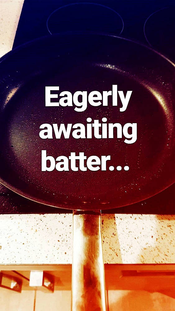 Heating the frying pan for my Pancake Day Pancake Recipe by BeckyBecky Blogs