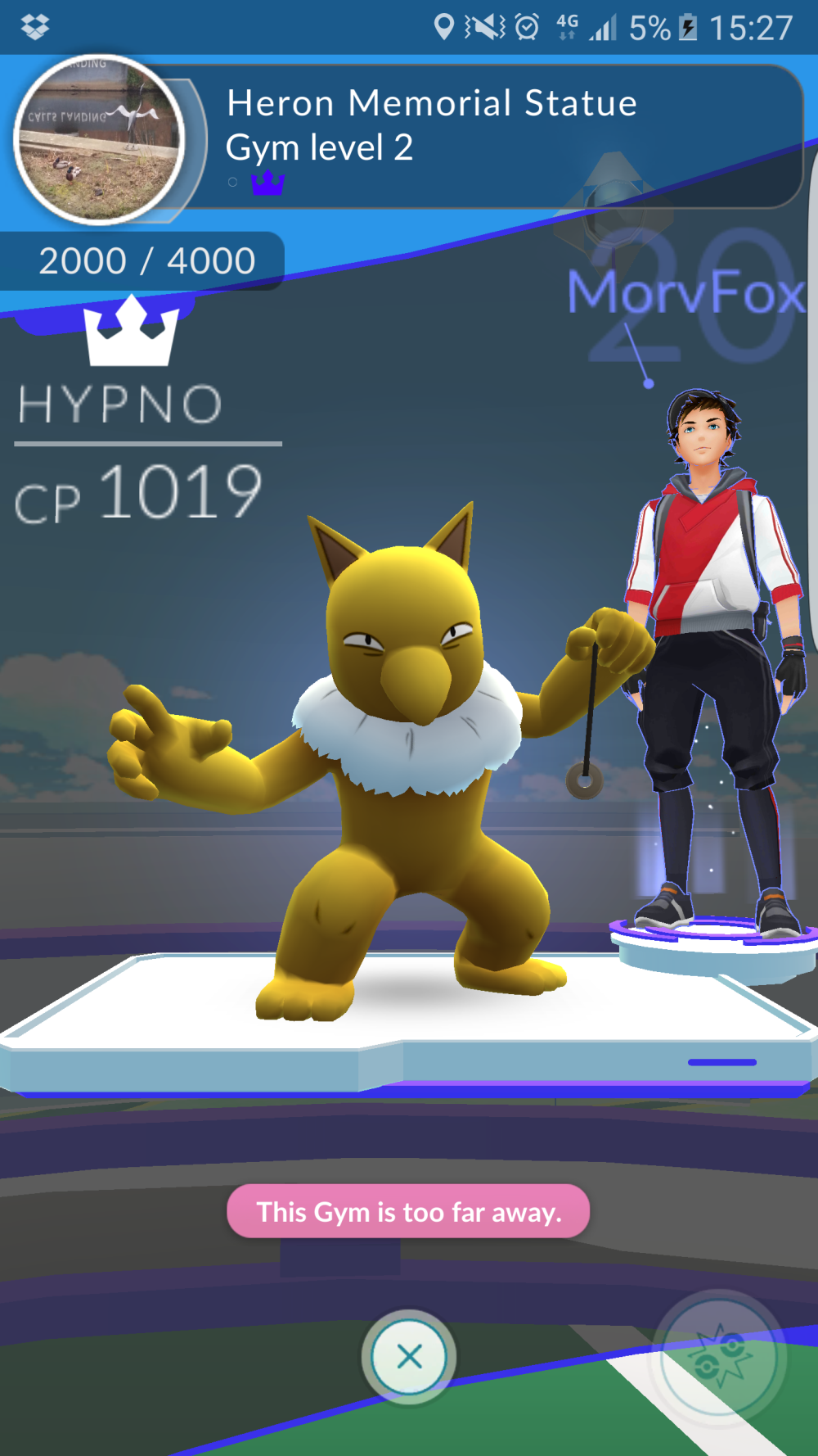 Pokemon GO gym with Hypno