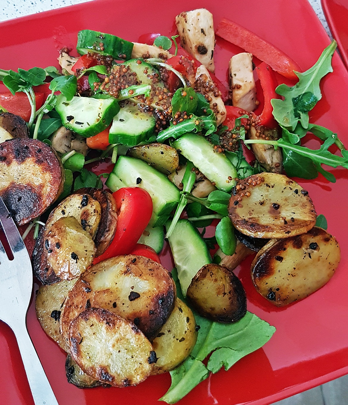 Salad with honey mustard dressing - July 2017 Recap by BeckyBecky Blogs