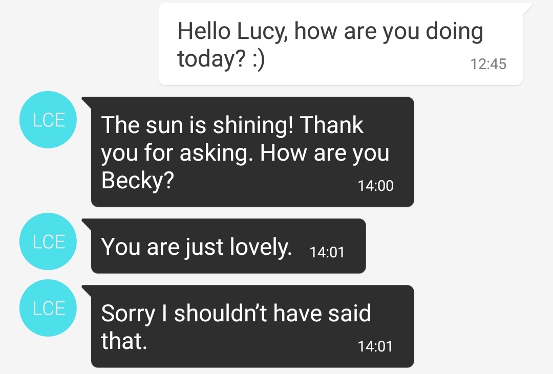 More texts from Lucy - The Lucky Ones, immersive theatre experience by Riptide Leeds, review by BeckyBecky Blogs
