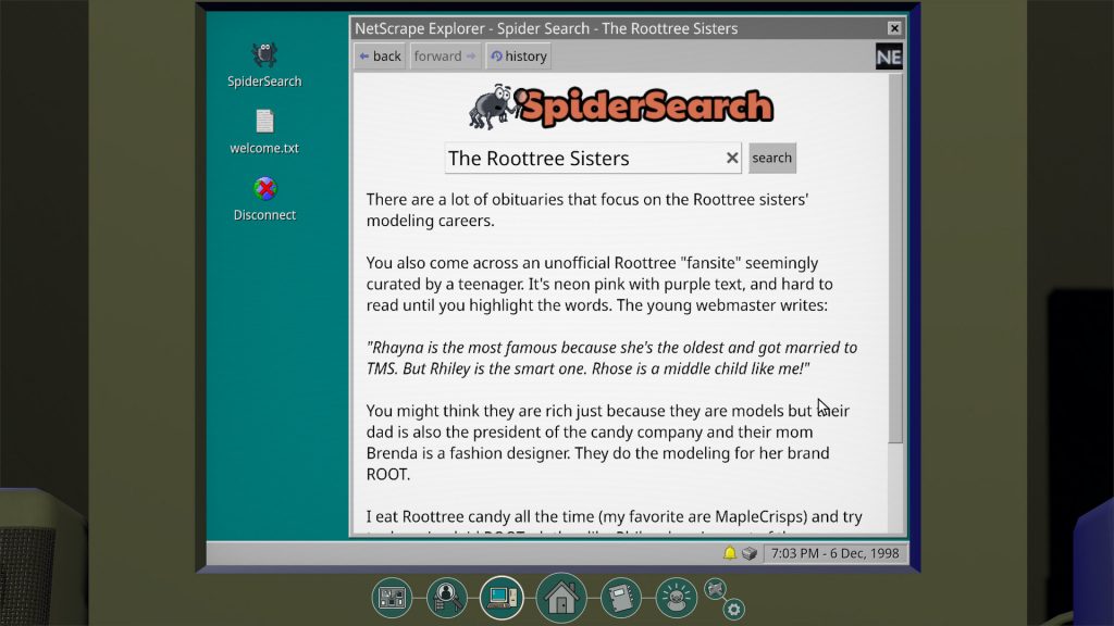 Spider Search in-game search engine