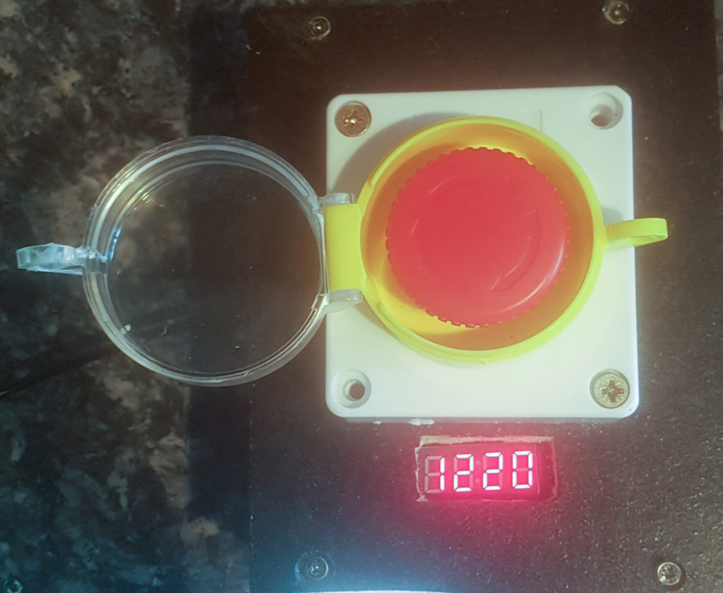 Big red button - Endgame, virtual escape room by Russ Builds, reviewed by BeckyBecky Blogs