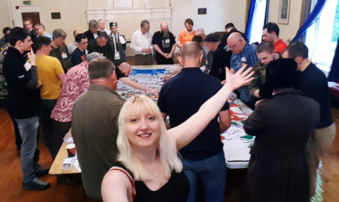 In front of the map at Still Not Over By Christmas megagame - September Monthly Recap by BeckyBecky Blogs
