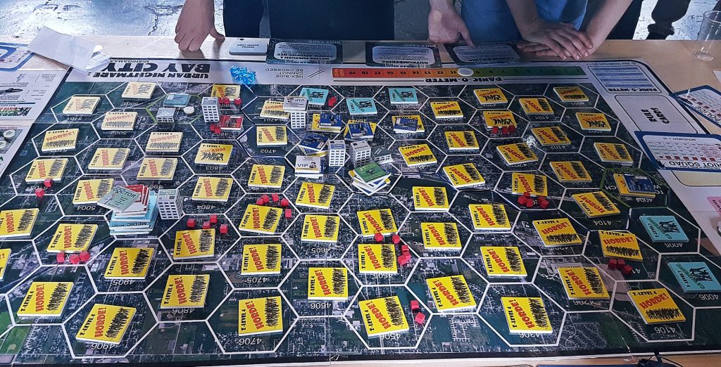Zombies covering an entire city map - Urban Nightmare: State of Chaos, the Wide Area Megagame, After Action Report by BeckyBecky Blogs