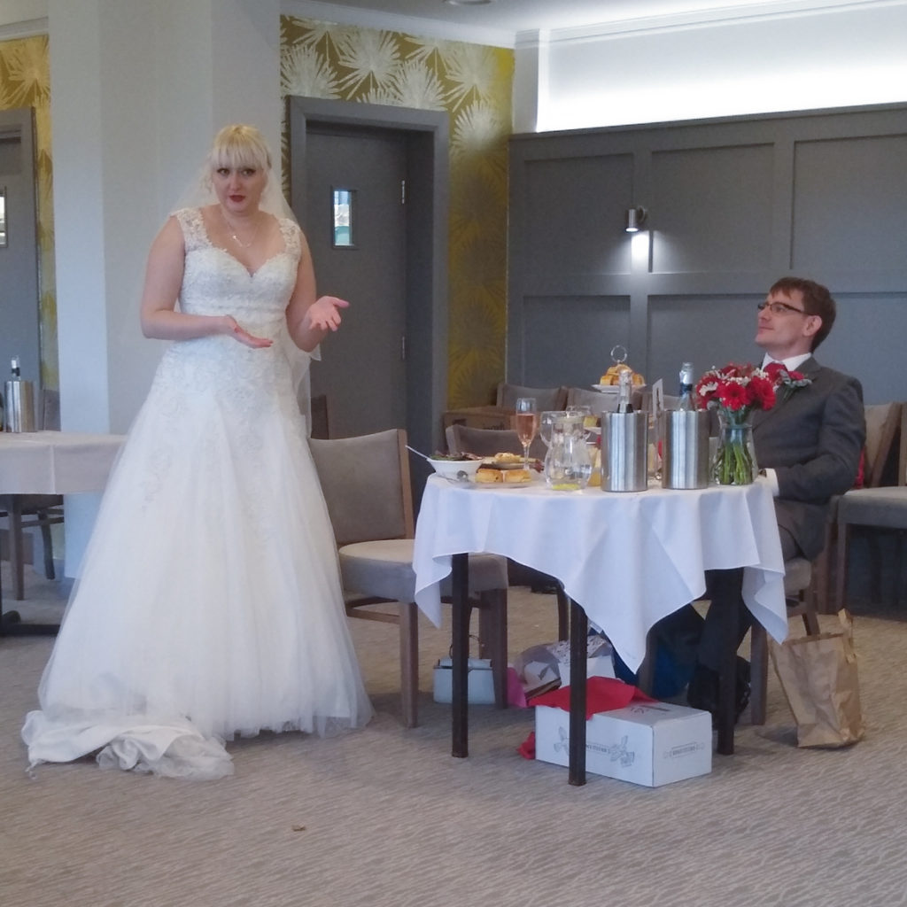 Me giving a speech - Achievement Unlocked: Married by BeckyBecky Blogs